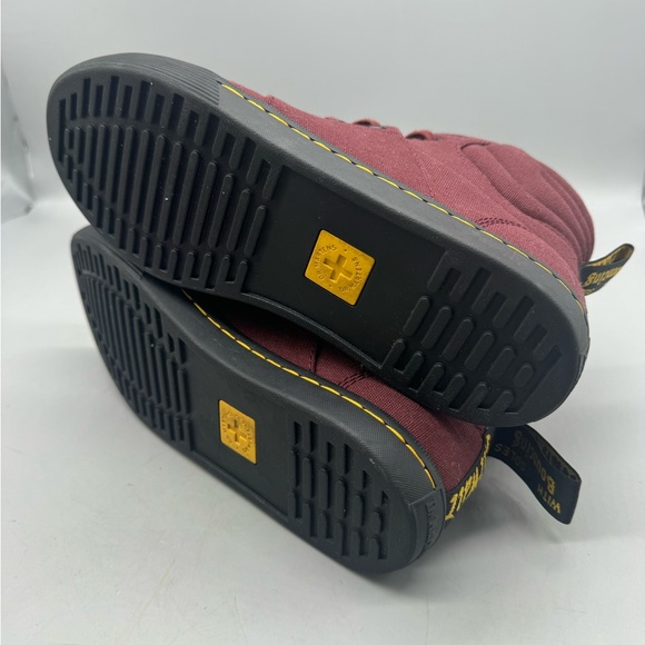 Dr. Martens Shoreditch Burgundy Red Canvas Lace Up Combat Boots Women Size 7 - Picture 6 of 7